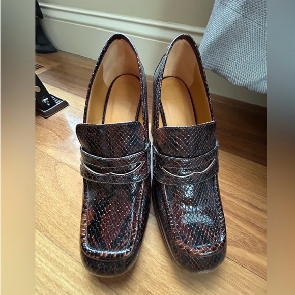 Sezane Jessie Loafer brown python size 41 or 10 Taylor Swift platform leather. - Picture 5 of 9
